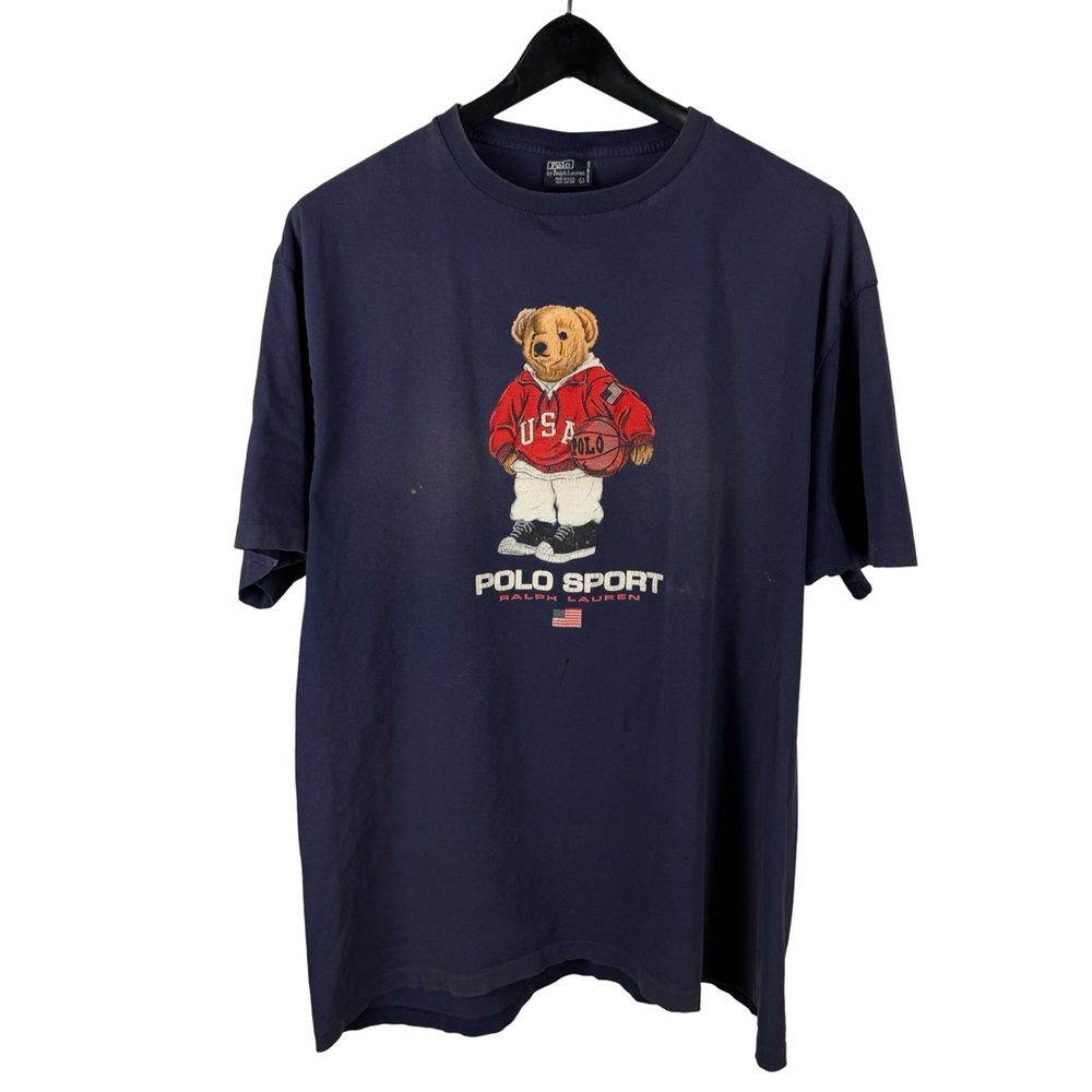Vintage 90s Polo Ralph Lauren Sport Bear Faded Single Stitch Shirt Size L